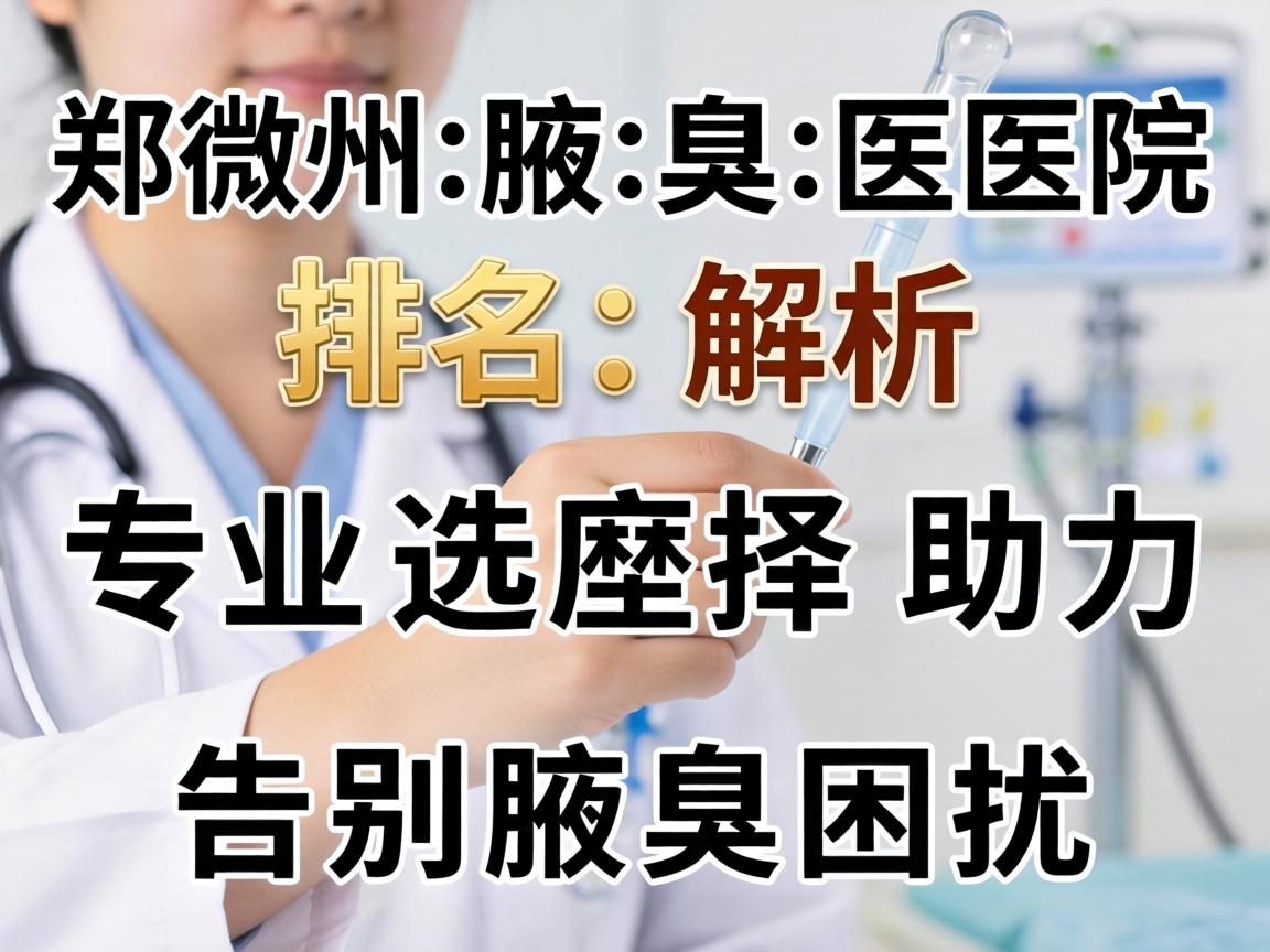 郑州腋臭医院排名解析，专业选择助力告别腋臭困扰