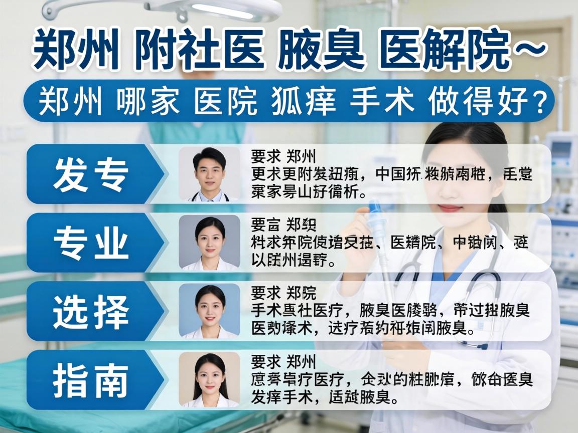 郑州附医腋臭医院解析，郑州哪家医院狐臭手术做得好，专业选择指南