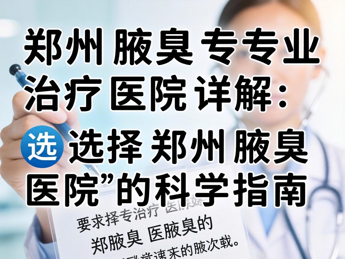 郑州腋臭专业治疗医院详解，选择郑州腋臭医院的科学指南