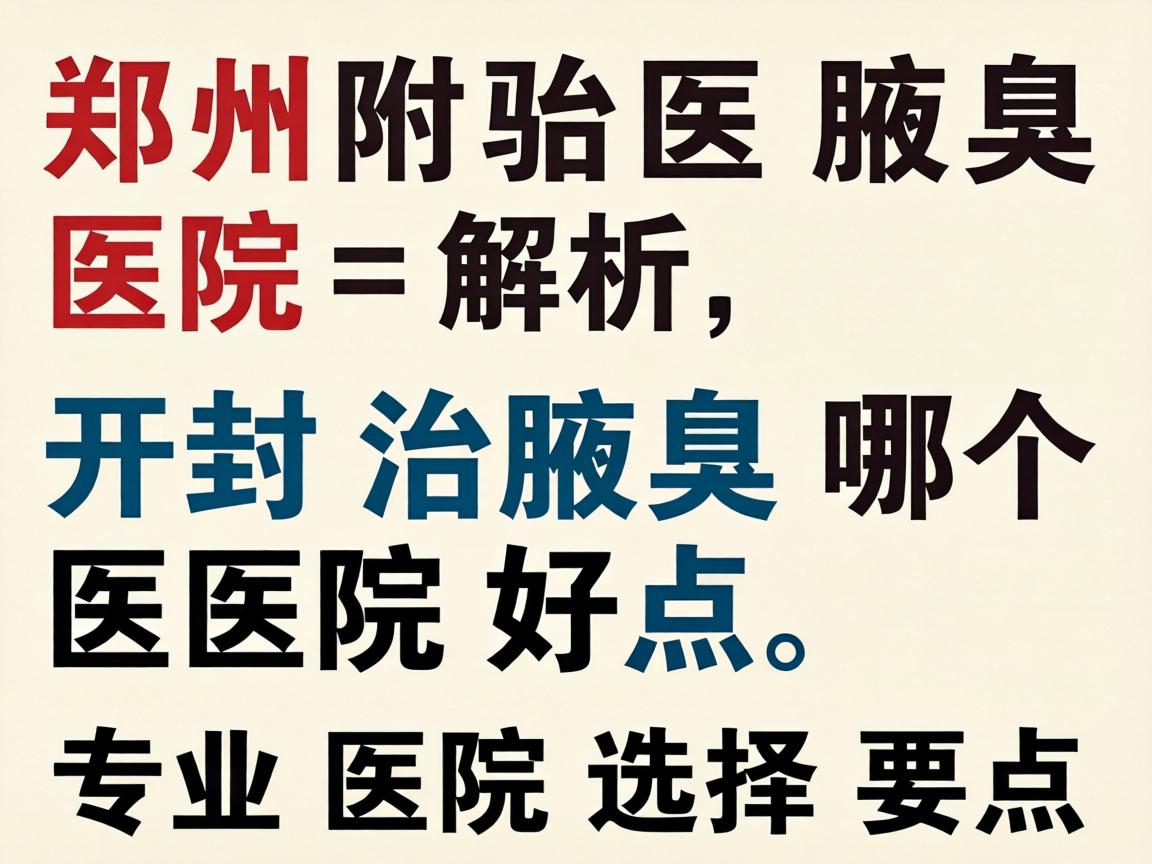 郑州附医腋臭医院解析，开封治腋臭哪个医院好点，专业医院选择要点