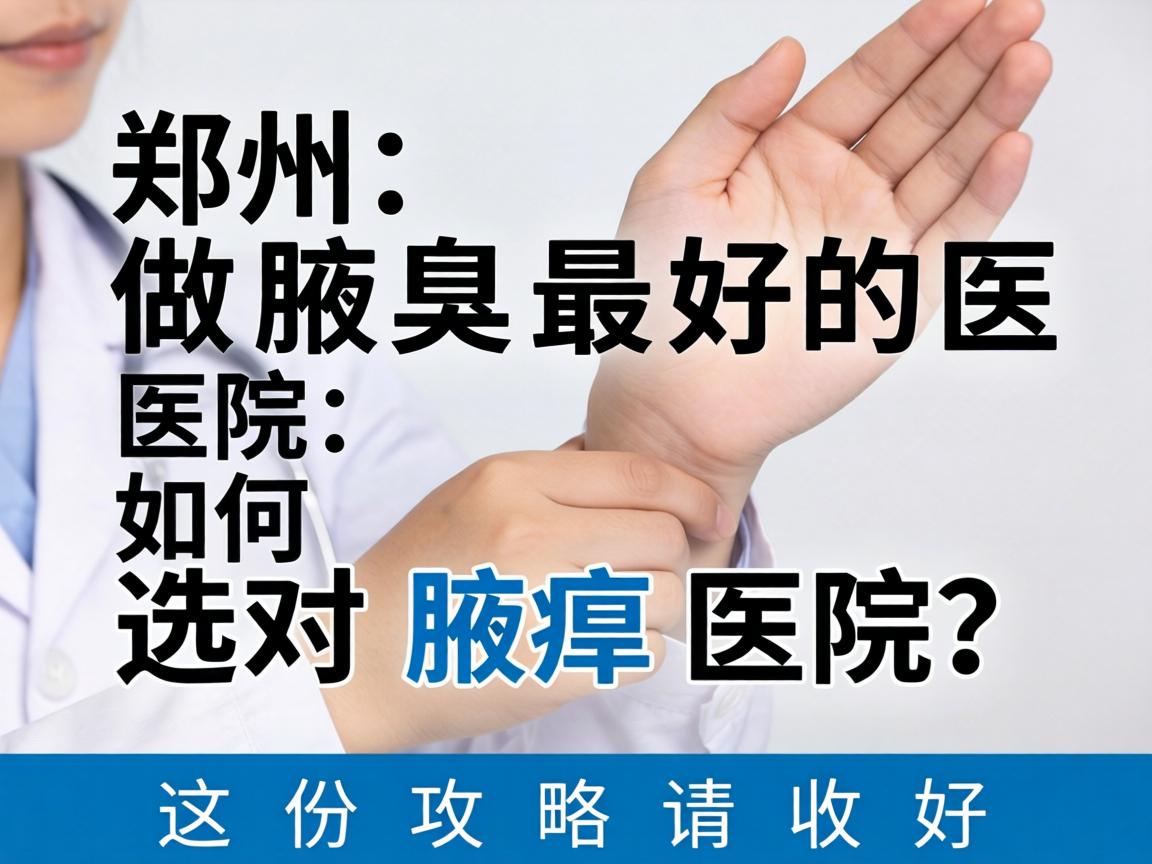 郑州做腋臭最好的医院，如何选对腋臭医院？这份攻略请收好