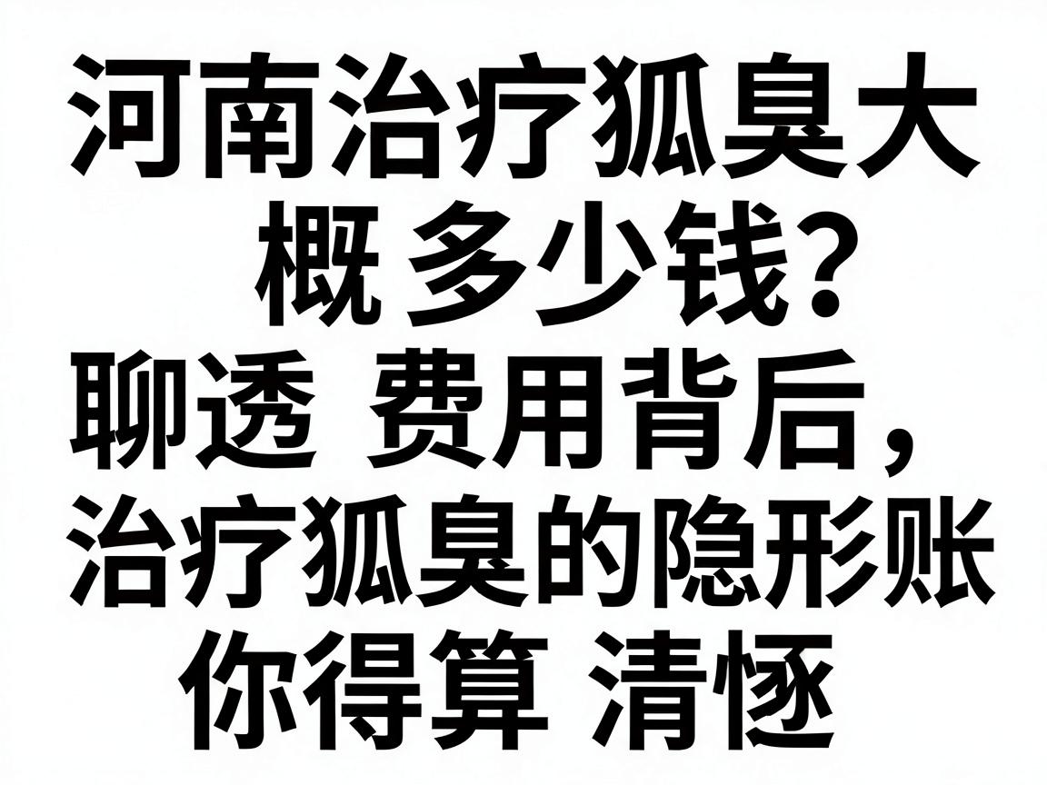 河南治疗狐臭大概多少钱？聊透费用背后，治疗狐臭的隐形账你得算清楚