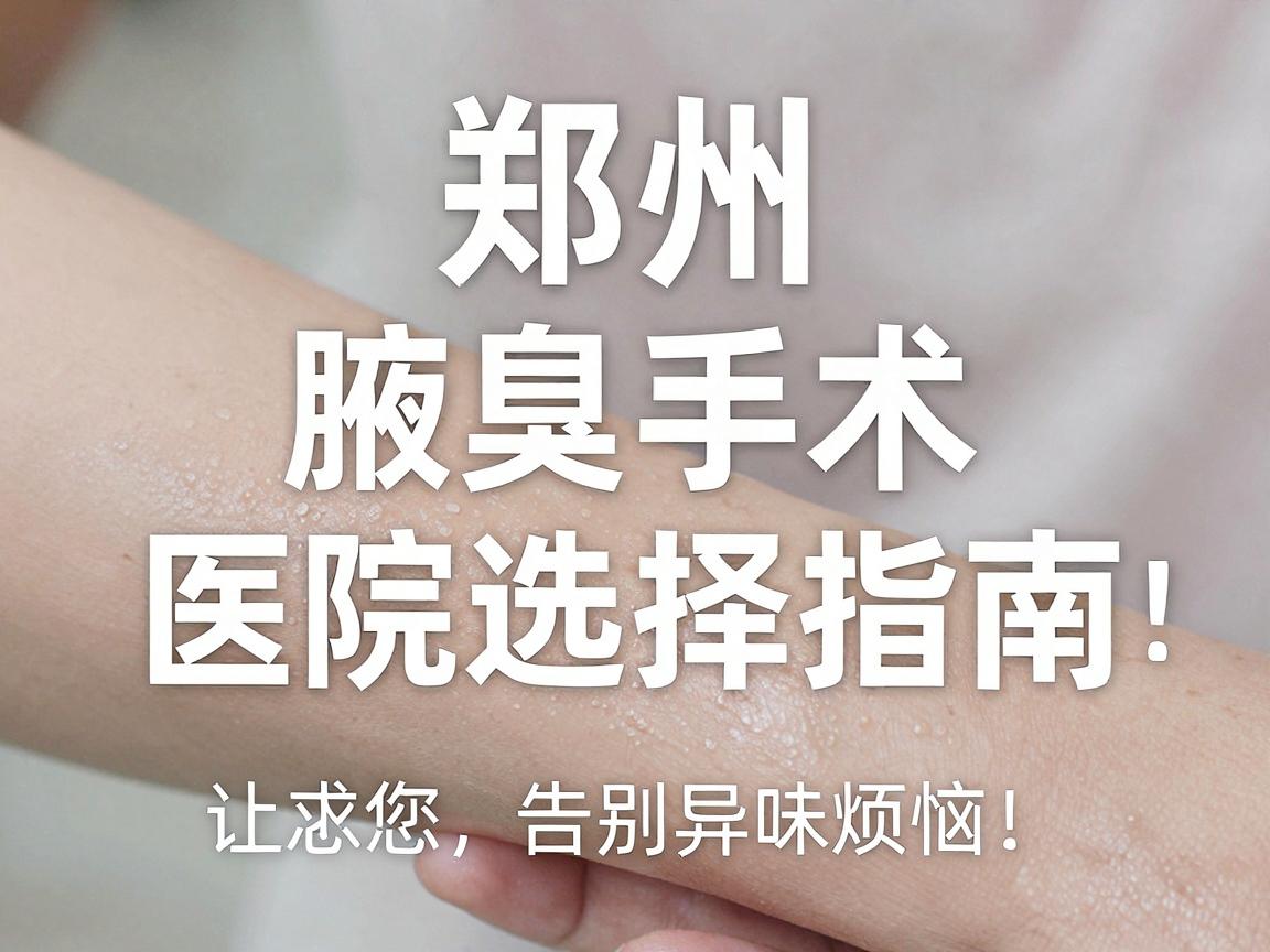 郑州腋臭手术医院哪家好？腋臭手术医院选择指南，让您告别异味烦恼