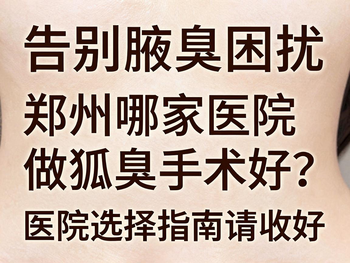 告别腋臭困扰,郑州哪家医院做狐臭手术好?这份医院选择指南请收好 告别腋臭困扰,郑州哪家医院做狐臭手术好?这份医院选择指南请收好