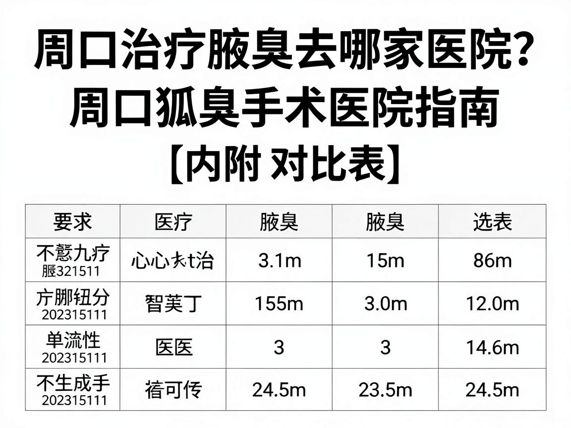 周口治疗腋臭去哪家医院？周口狐臭手术医院选择指南（内附对比表）