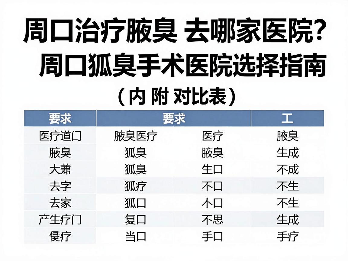 周口治疗腋臭去哪家医院？周口狐臭手术医院选择指南（内附对比表）